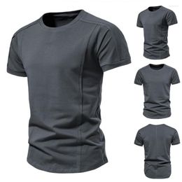 Men's T Shirts Men Summer T-shirt Short Sleeve Round Neck Solid Color Slim Fit Pullover Daily Wear Soft Sports Exercise Top Male Clothing