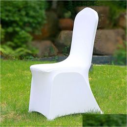 Chair Covers 50/100Pcs El White Er Office Lycra Spandex Ers S Party Dining Christmas Event Decor Drop Delivery Home Garden Textiles Sa Dhmna