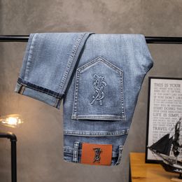 Jeans da uomo Autunno Inverno Uomo Slim Fit Pantaloni dritti piccoli di marca europea americana TBicon di fascia alta (201-216 sottile) F216-00