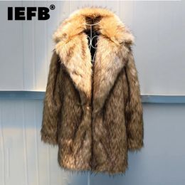 Men's Fur Faux IEFB Coat Imitation Raccoon Hair Long Coats Thick Warm Suit Collar Artificial Wool Sleeve Cloth High Quality 231120
