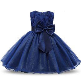 Girl's Dresses Princess Girl Dress Wedding Birthday Party Frocks for Children Costume With Bow Prom Ball Gown Elegant Party Dress For Girls 230419