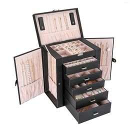 Jewelry Pouches Box Display Case Home Bedroom Decor Elegant PU Storage For Women Girls Watches Earrings
