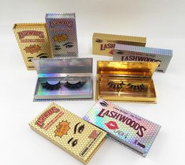 Lashwood Eyelash Case Empty Rectangle Magnetic Glod Holographic Lash Boxes for Individual 25mm 27mm Mink Eyelashes9743402