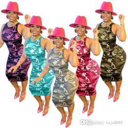 Sexy Sleeveless Women Camouflage Dresses Fashion Casual Dress 2023 Designer Clothes Slim Printed Bodycon Skirt Ladies