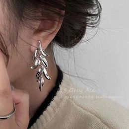 Dangle Earrings Women's Classic Elegant Silver Colour Leaves Earring Exquisite Charm Jewellery Delicate Korean Style Romantic Jewellery