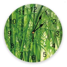 Wall Clocks Green Bamboo Forest Modern Clock For Home Office Decoration Living Room Bathroom Decor Hanging Watch