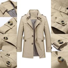 Men's Trench Coats 2023 Spring/Autumn Business Windproof Long Jacket Pure Cotton Casual Suit Fashion Windbreaker Street Clothing