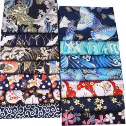 Fabric Multicolor Japanese Bronze Cotton Fabric For Kimono DIY Patchwork Cloth Sewing Doll Bags Materials 230419