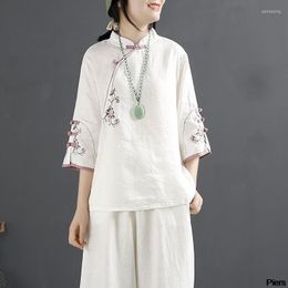 Ethnic Clothing Classical Chinese Style Traditional Blouse Print Tang Suit Han Oriental Costume Embroidery Elegant Women