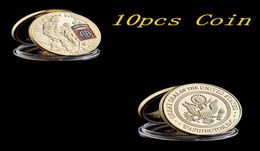 10pcs Gold Military USA 24k Gold Plated Challenge Coin Craft 82nd Airborne Division United States Army Collectible Gifts8507655