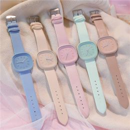 Wristwatches 2023 Fashion Women Watches Students Square Leather Casual Quartz Watch For Girls Dress Ladies Clock Relogio Feminino