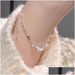 Chain Link Bracelets Sweet Cool Moon Oval Bead Chain Wristband Unique Zircon Wristlet Fashion Jewelry Women Party Dropship Drop Delive Otsit