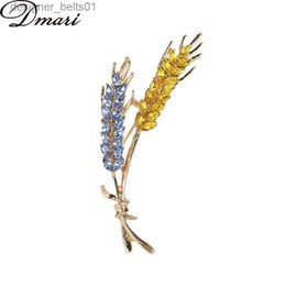 Pins Brooches Dmari Women Brooches Korean Fashion Style 3-Color Rhinestone Ear of Wheat Lel Pins Luxury Jewelry Accessories For ClothingL231120