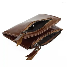 Wallets Genuine Leather Mens Wallet Man Zipper Short Coin Purse Male Real Cowhide Credit&id Multifunction Small Money