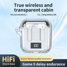 TM90 Transparent Cabin Wireless Bluetooth Earphone TWS Sports Earbuds Digital Display Gaming Headphones
