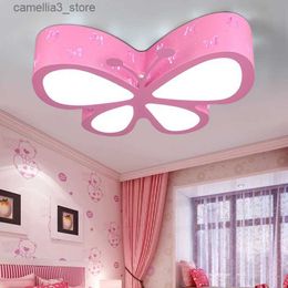 Ceiling Lights Modern brief children bedroom colorful butterfly hollow iron LED ceiling lamp home deco dining room acrylic ceiling light Q231120