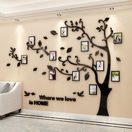 Wall Stickers 3D Acrylic Sticker Tree Mirror For Decal DIY Po Frame Family Branch PVC Mural Art Home Decor