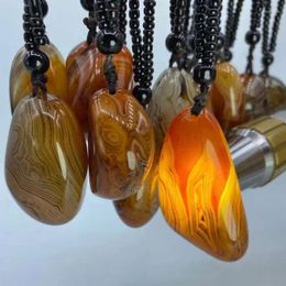 Pendant Necklaces Agate Stone Wrapped Silk Hand Piece Car Hanging Nelace Sweater Chain Random Send 1ps