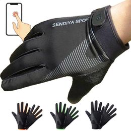 Sports Gloves 1 Pair Cycling Motorcycle Bike Touch Screen Full Finger Outdoor Fishing Men's Training 231118