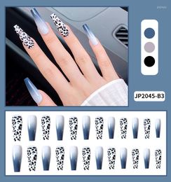 False Nails 24pcs Cow Pattern Nail Patch Glue Type Removable Long Paragraph Fashion Manicure Save Time MH88
