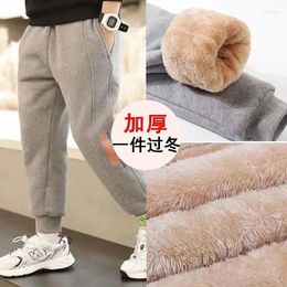 Trousers Winter Kids Fleece Cargo Pants Boys Thick Solid Jogger Young Children Clothes Autumn Warm Girls Casual Sweatpants