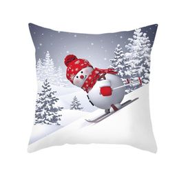 Cushion/Decorative Pillow Merry Christmas Cushion Er Decorative Pillow For Home Ornament Xmas Decor Happy New Year Drop Delivery Home Dhcvb