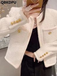 Womens Jackets Casual short and ultrathin womens tweed jacket Classic vintage wool blend Fashion Spring Chaquetas Korean Jaquetas 231118