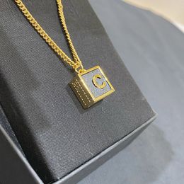 2024 Luxury quality charm pendant necklace with black color in 18k gold plated have stamp box square shape PS4923A