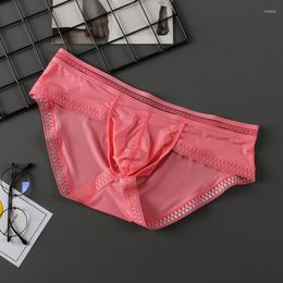 Underpants Mens Underwear Boxers Ice Silk Men Brief Large Size Men's Shorts With Lace Low-Rise U Pouch Panties Boxer Briefs