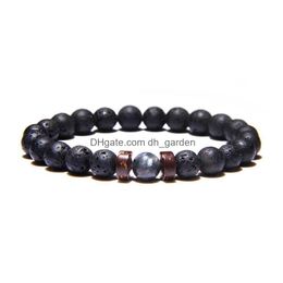 Beaded Beads Bracelet For Men Natural Volcanic Stone Bead Tibetan Buddha Chakra Bracelets Fashion Drop Delivery Jewellery Brace Dhgarden Otefb