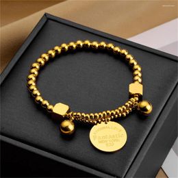 Strand Vintage Round Disc Letter Bracelet For Men Women High-End Titanium Steel Jewellery Fashionable Hand Accessory Couple's Gift
