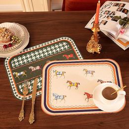 Classic Nordic Style Leather Placemat PVC Waterproof Oil-Proof Table Mat Disposable Anti-Scald Western-Style Placemat Household Small Tablecloth