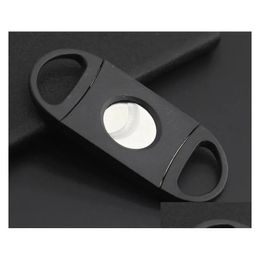 Cigar Accessories Pocket Plastic Stainless Steel Double Blades Cigar Cutter Knife Scissors Tobacco Black New Wholesale Zz Drop Deliver Otv02