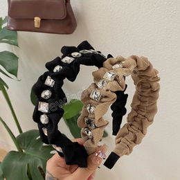 Rhinestone Headband Fashion Ruched wide-brimmed Hairband Hair Accessories For Women Trend Casual Hairband Hair Band Girl Headwear