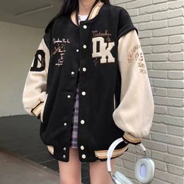 Womens Jackets American Vintage DK Letter Embroidered Hooded Coat Y2K Street Hip Hop Trend Baseball Uniform Harajuku Loose Casual 231120