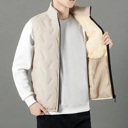 Mens Jackets Winter Warm Jacket Rectangular Embossed Fashion Vest Fleece Windproof Large Size Solid Color Casual Coat 5XL 231118