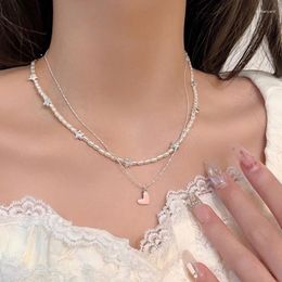 Pendant Necklaces Star Heart Charm Collar Necklace Pearl Chain Choker Simple Clavicle Fashion Neck Jewellery For Men Women