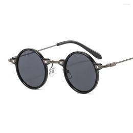 Sunglasses Vintage Round Women Men UV400 Metal Brand Designer Punk Sun Glasses Steampunk Goggles Womens