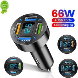 Car Charger Quick Charge Cigarette Lighter Adapter 4-Port USB A+USB C Fast Charging Phone Charger for iPhone Xiaomi Samsung