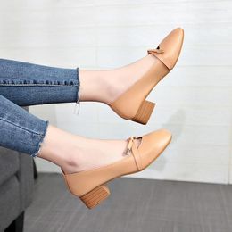 Dress Shoes Square Toe Chunky Heel Bow Decoration Fashion Shallow Mouth Women's Summer Elegant And Comfortable Casual High Heels