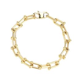 Link Chain Stainless Steel Hip Hop Unique U Link Gold Bracelet Street Dance Fashion Statement Jewerly Gift For Men Women254z