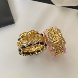 3style Never Fade Brand Letter Anello di Brass Gold Ropper Open Band Rings Designer Designer Luxury Crystal Pearl Ring per donne Regali di gioielli da sposa una taglia 7