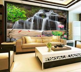 Wallpapers Papel De Parede Leisure Stone Mountain Waterfall Landscape Living Room Bedroom Sushi Shop Restaurant Mural Home Decor