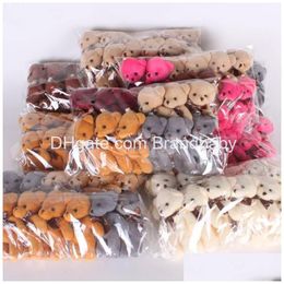 Stuffed Plush Animals 12Pcs Wholesale Soft Bear Mini Teddy Dolls Toy Small Gift For Party Keychain Bag Pendant Drop Delive Dh15G