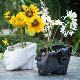 Vases Half Face Planter Head Pot Flower Succulent Vase Indoor Outdoor Resin Modern Home Decor