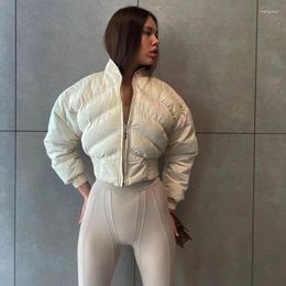 Women's Trench Coats Fall Winter Puff Short Jacket Parka Coat Fashion Zipper Waist Girdle Warm Streetwear Y2K Workout