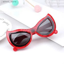 Sunglasses Ralferty Kids Spider Sunglasses Boy Girl Cat Eye Trendy Cool Flexible Sun Glasses UV400 Anti Halloween Sunshades Outdoor GogglesL231120