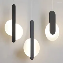 Pendant Lamps Nordic Acrylic LED Lamp Bedroom Bedside Hanging Indoor Restaurant Bar Single Head Light Home Decors Lustre