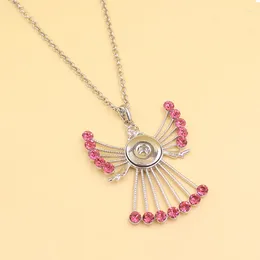 Pendant Necklaces 10pcs Lot Wholesale Large Clear Pink Crystal Rhinestone Angel Necklace For Women Statement Snap Jewellery