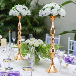 Party Decoration 2023 Wedding Flower Decorate Gold/ Silver Candle Holder Road Lead Table Centrepiece Metal Stand Candlestick For Home Decor